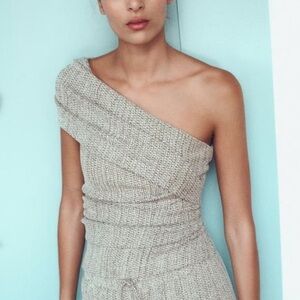 Zara Cream One-Shoulder Jumpsuit